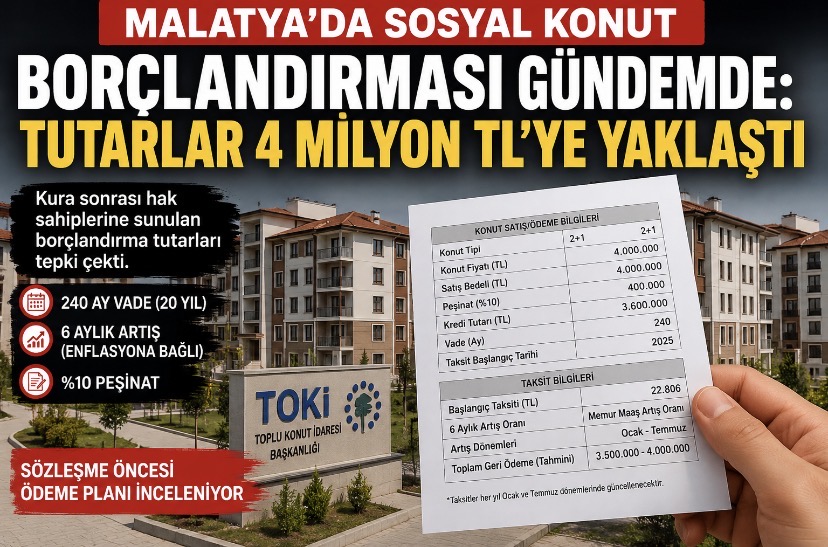 Malatya’da sosyal konut borçlandırması gündemde: Tutarlar 4 milyon TL’ye yaklaştı